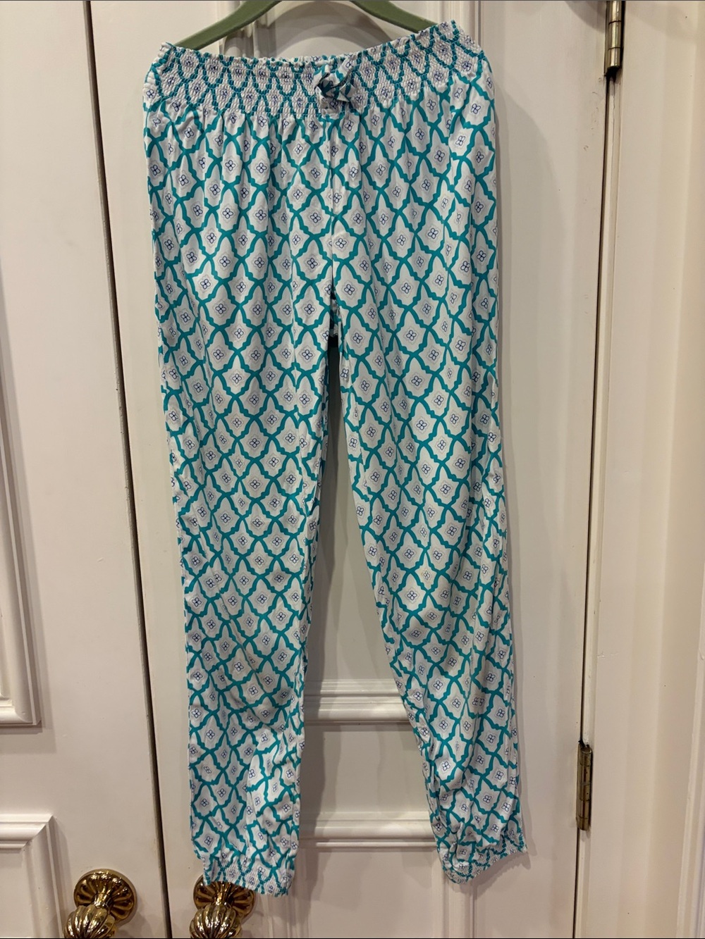 Janie and Jack White & Teal Patterned Kids Jogger Sweatpants